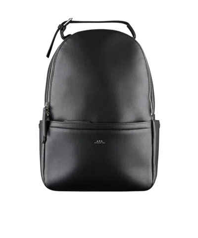 Apc Logo-stamp Faux-leather Backpack In Black