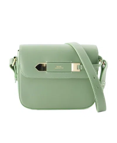 Apc A.p.c. Logo Stamp Foldover Top Crossbody Bag In Green