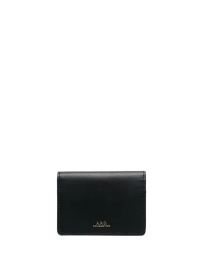 Apc Logo-stamp Leather Wallet In Black