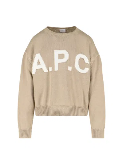 Apc Logo Sweater In Neutral
