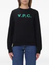 Apc Flocked Logo Crewneck Sweatshirt A.p.c. In Black