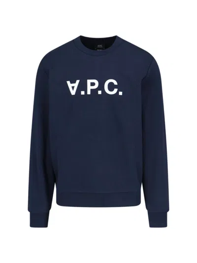 A.p.c. Logo Sweatshirt In Blue