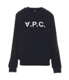 Apc A.p.c. Sweatshirt Crew-neck Logo Print In Darknavyecru
