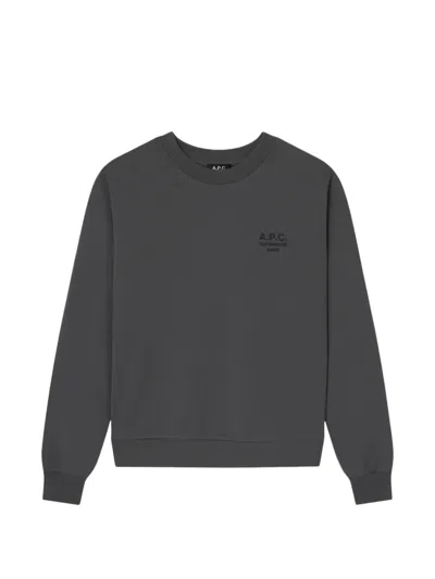 A.p.c. Logo Embroidered Crewneck Sweatshirt In Gray