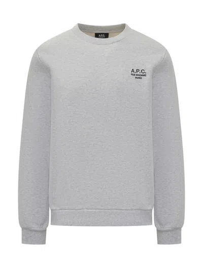 A.p.c. Apc Logo Sweatshirt In Organic Cotton In Grey Black