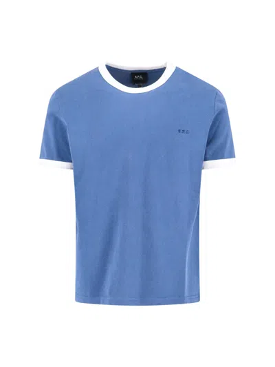 Apc Logo T-shirt In Blue