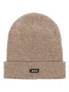 Apc A. P.c. Logo-tag Wool Beanie In Brown