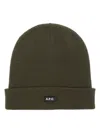 Apc Logo-tag Wool Beanies In Green