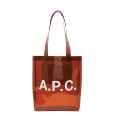 A.p.c. Logo Top Handle Tote Bag In Brown