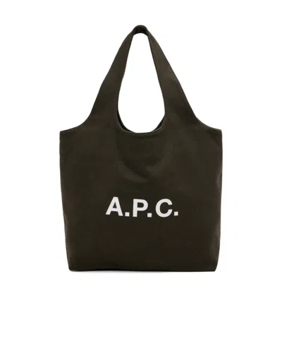 A.p.c. Logo Tote Bag In Brown