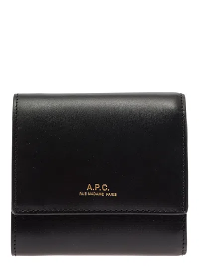 Apc A. P.c. Trifold Leather Wallet In Black
