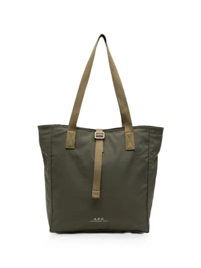 A.p.c. Logo-detail Buckle-strap Shoulder Bag In Green