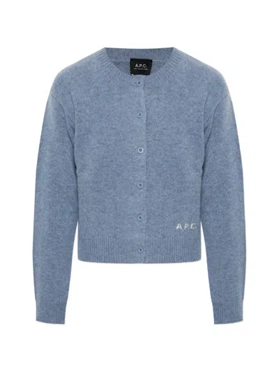 A.p.c. Crew Neck Long-sleeved Knitwear In Blue