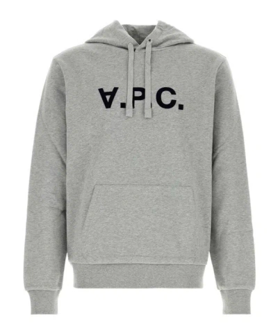 A.p.c. Logo-detailed Hoodie In Gray