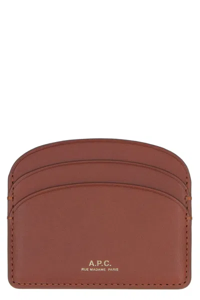 A.p.c. Logo-embossed Leather Card Case In Brown