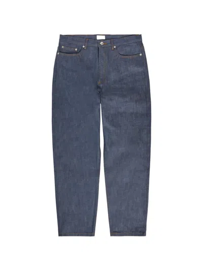 A.p.c. Logo-embroidered Contrast-stitched Jeans In Blue