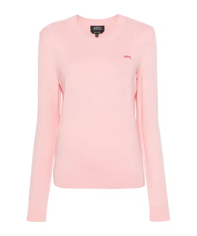 A.p.c. Logo-embroidered Cotton Jumper In Pink