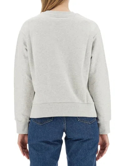 A.p.c. Logo-embroidered Cotton Sweatshirt In Gray