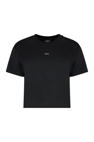 A.p.c. Logo-embroidered Cotton T-shirt In Black