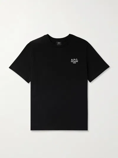 A.p.c. Black Crewneck T-shirt With Logo Embroidered On The Front In Cotton Man
