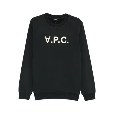 A.p.c. Logo-embroidered Crew Neck Sweatshirt In Black