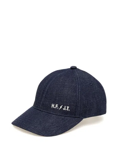 A.p.c. Logo-embroidered Denim Cap In Blue