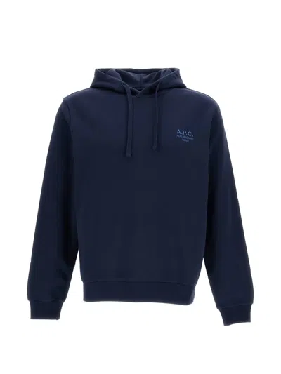 A.p.c. Blue Rue Madame Cotton Hoodie In Animal Print