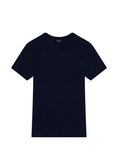 A.p.c. Logo-embroidered Fitted T-shirt In Blue