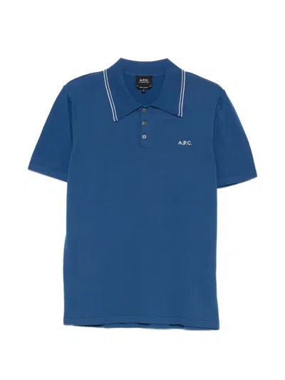 A.p.c. Short-sleeved Polo Shirt In Blue
