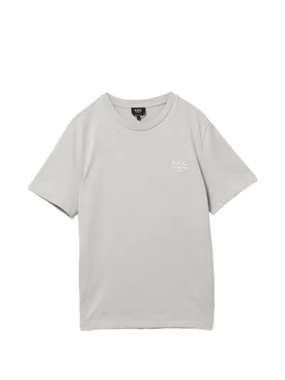 A.p.c. Logo-embroidered Round Neck T-shirt In Gray