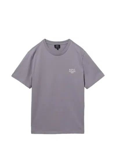 A.p.c. Logo-embroidered Round Neck T-shirt In Gray