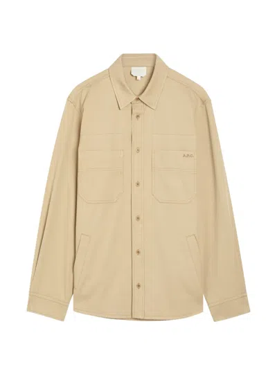 A.p.c. Logo-embroidered Chest-pocket Jacket In Neutral
