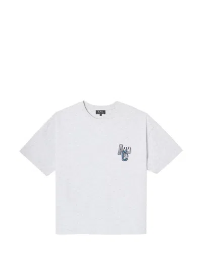 A.p.c. Logo-embroidered Short-sleeve T-shirt In Gray