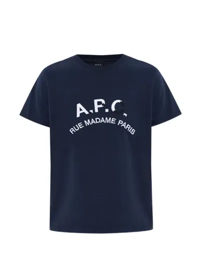 A.p.c. Logo-embroidered T-shirt In Blue
