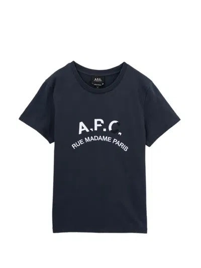 A.p.c. Logo-embroidered T-shirt In Blue