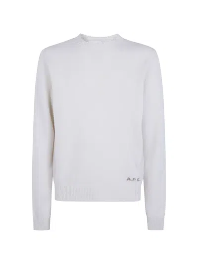 A.p.c. Logo-embroidered Wool Sweater In White