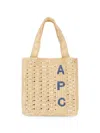 A.p.c. Rectangular Raffia Tote Bag With Contrasting Logo In Neutral