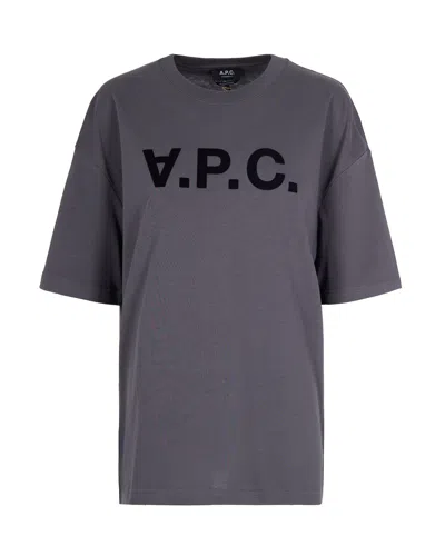 A.p.c. Logo-flocked Organic Cotton T-shirt In Gray