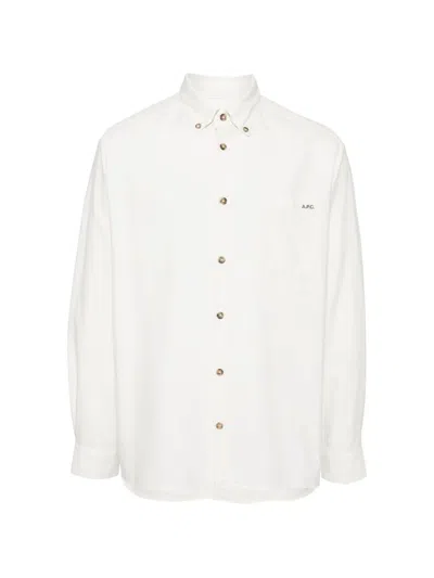 A.p.c. Logo-print Button-down Shirt In White