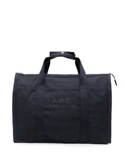 A.p.c. Logo-print Canvas Tote Bag In Blue