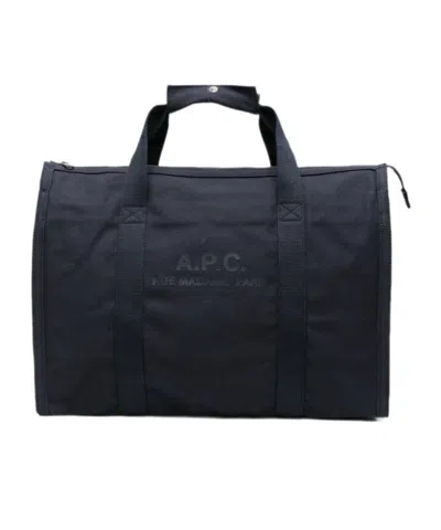 A.p.c. Logo-print Canvas Tote Bag In Blue