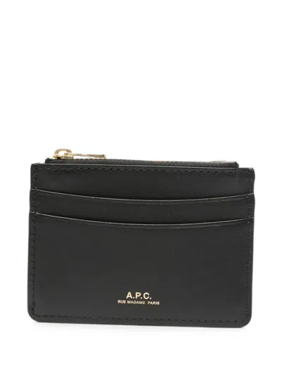 A.p.c. Logo-print Cardholder In Black