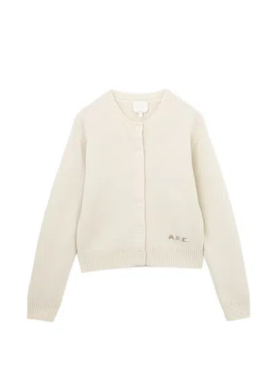 A.p.c. Logo-print Cardigan In Neutral