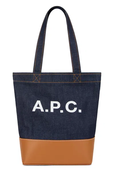A.p.c. Logo-print Cotton Tote Bag In Navy