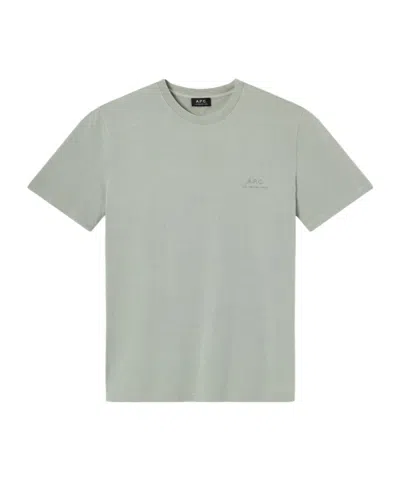 A.p.c. Logo-print Cotton T-shirt In Gray Green