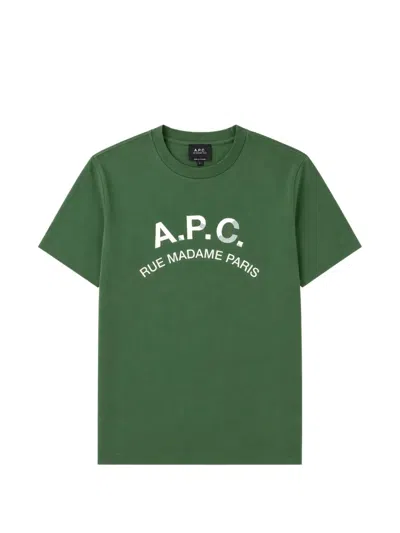 A.p.c. Logo-print Cotton T-shirt In Green