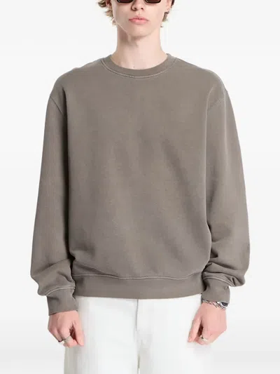 A.p.c. Logo-print Crew-neck Sweater In Brown