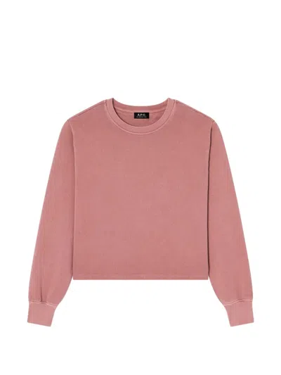 A.p.c. Logo-print Cropped Sweatshirt In Pink