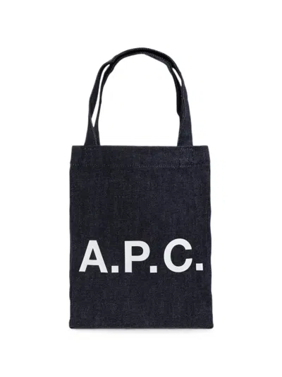 A.p.c. Logo-print Denim Tote Bag In Purple