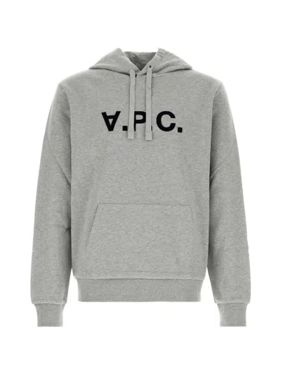 A.p.c. Logo-print Drawstring Hoodie In Gray